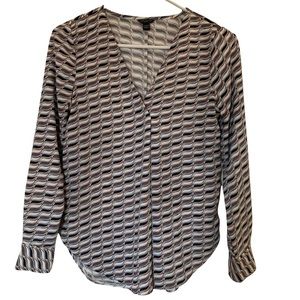 Ann Taylor V-Neck Long Sleeve Blouse XXSP